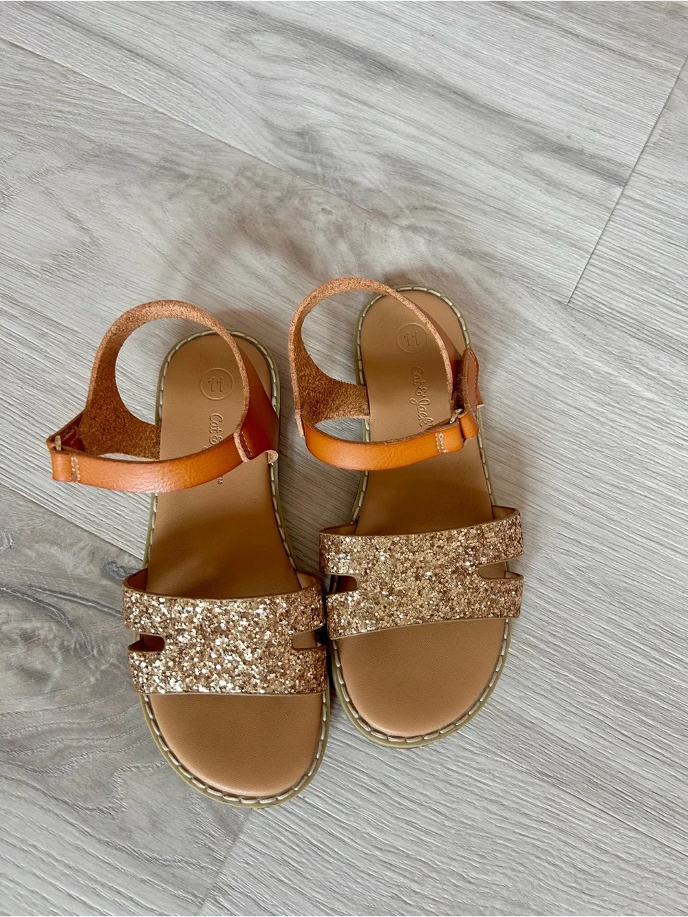 Cat & Jack Girls' Glitter Strap Sandals - Gold